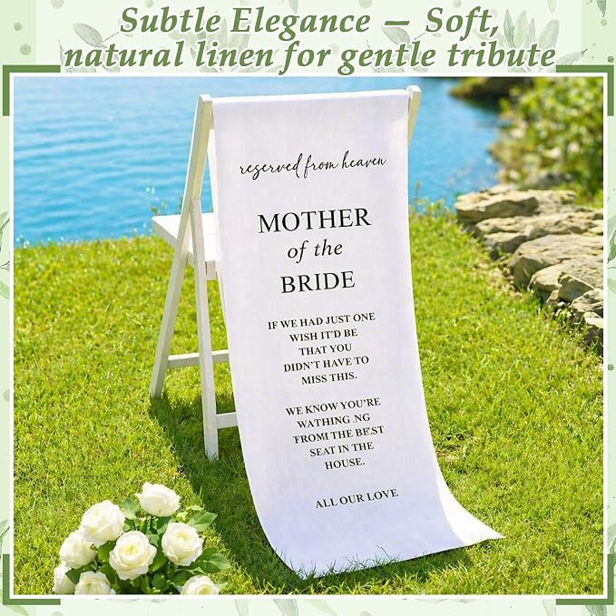 HunnmingRe Bride Mother Wedding Memorial Reserved Chair Sign Banner in Loving - Image 8