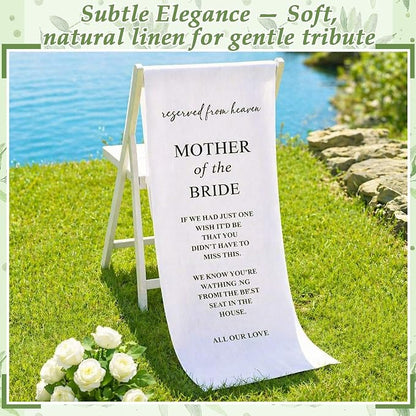 HunnmingRe Bride Mother Wedding Memorial Reserved Chair Sign Banner in Loving - Image 8