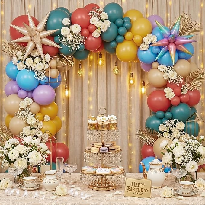 Boho Rainbow Balloons, 12 Inch Pastel Colorful Balloons - Image 4