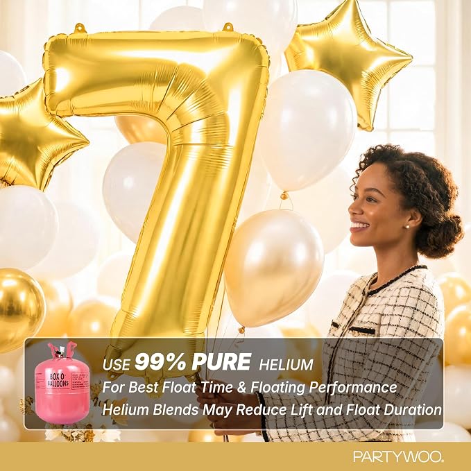 PartyWoo Number Balloons 40 Inch Gold Number 7 Kit 25pcs - Image 5