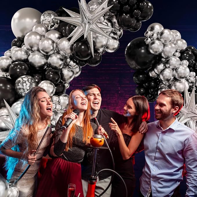 Black and Silver Balloons Garland Arch Kit - Image 4