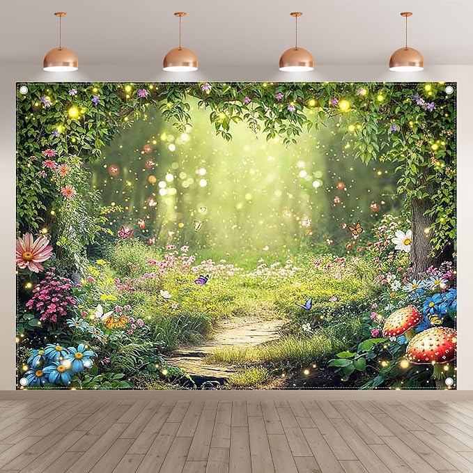 7x5ft Enchanted Forest Photography Backdrop Fairy Garden Banner | Fairytale - Image 2