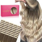 WENNALIFE Tape in Hair Extensions Human Hair, 40pcs 100g 20 inch Ombre Sandy Brown to Platinum Blonde Hair Extensions Real Human Hair Straight Tape in Extensions Invisible Human Hair Extensions
