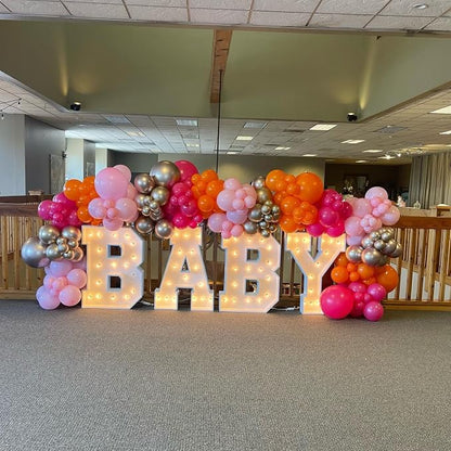 Bezente Pink and Orange Balloons Set 60pcs 12 inch | Light & Hot Pink Orange - Image 7