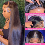 Lemoda 13x6 Straight Lace Front Wigs Human Hair 180% Density 13x6 HD Transparent Lace Front Wig Pre Plucked 15A Brazilian Virgin Glueless Human Hair Wigs for Women 30 Inch