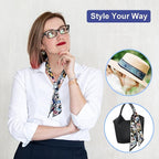 Skinny Scarf 3 Pack for Women – Bag Scarf, Silk Hair Scarves (Original Prints, Premium Twill, 3 Designs)