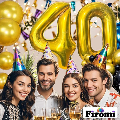 FIROMI 40 Number Balloons Gold Big Foil Mylar 40th Balloon Numbers 40-inch | - Image 4