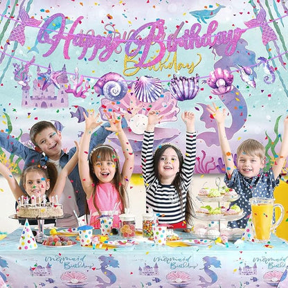 Mermaid Happy Birthday Banner Mermaid Party Decorations Under the Sea Party - Image 4
