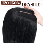 SEGO Real Human Hair Topper for Women, No Bangs Hair Topper with Anti-Slip Clips (12 Inches#1 Jet Black)