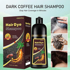 Dark Coffee Hair Dye Shampoo for Gray Coverage, Herbal Hair Color Shampoo Works in Minutes, Brown Hair Shampoo for All Hair Types, Lasting Shampoo Hair Dye