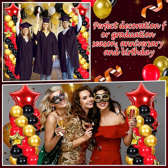 Gejoy 110 Pcs Red Gold Black Balloons Column Stand Kit Adjustable Tower Stand - Image 5