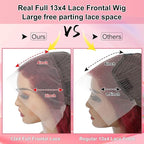 MEIMEI 200 Density Lace Front Wigs Human Hair Loose Wave 99J Burgundy 15A 13x4 Full Large Lace Space Frontal Wig Pre Plucked Burgundy Loose Deep Wave Wigs Human Hair