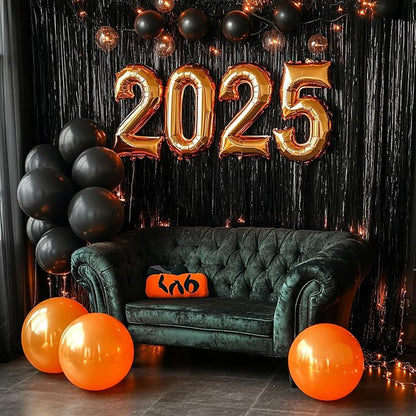 PartyWoo Black Foil Fringe Streamers 8.2FT 3pcs Tinsel Backdrop Curtain | Black - Image 5