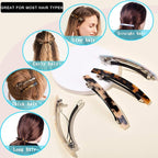 Fsmiling Hair Barrettes for Women French Hair Barrette Clip Large Acetate Hair Clips Barrette No Slip Hair Accessories 4-Pack
