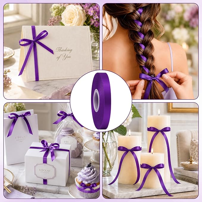 3/8In30Yards Dark Purple Thin Ribbon - Image 4