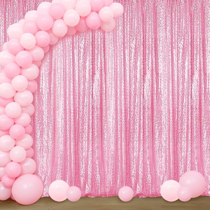 Sugargirl Matte Pink Sequin Backdrop Curtain 4FTx8FT Glitter Matte Pink by Sugargirl