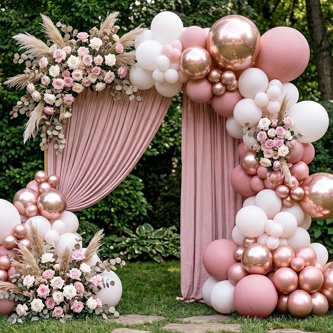 RUBFAC 135pcs Rose Gold Balloons Different Sizes 18 12 10 5 Inches, Latex - Image 7