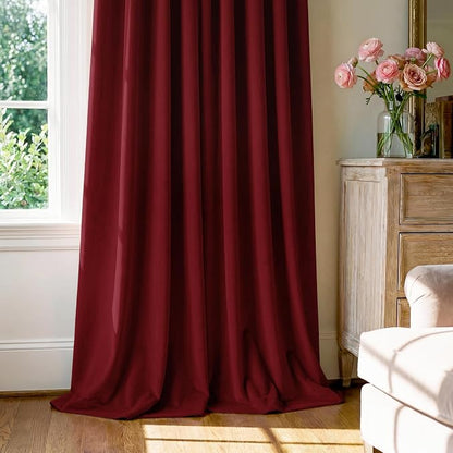 Red Velvet Curtains Extra Long for Chrismas Decor, W52 x L105, Room Darkening - Image 7