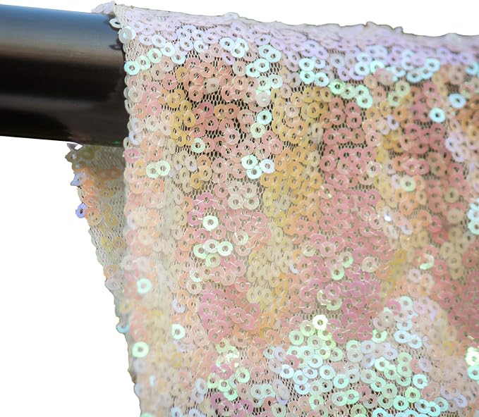 Iridescent White Sequin Backdrop Curtain 10FTx10FT | Glitter Sequence Drapes - Image 2