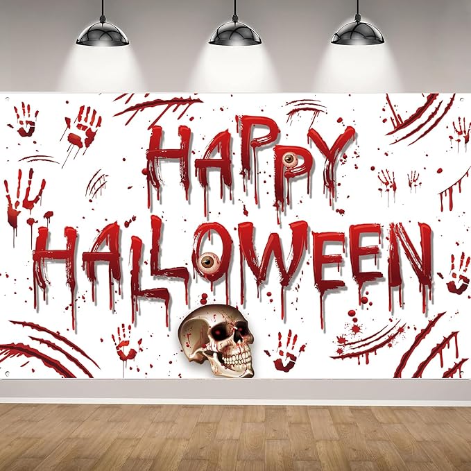Red Happy Halloween Backdrop Banner Photography Background by SMENGGIL