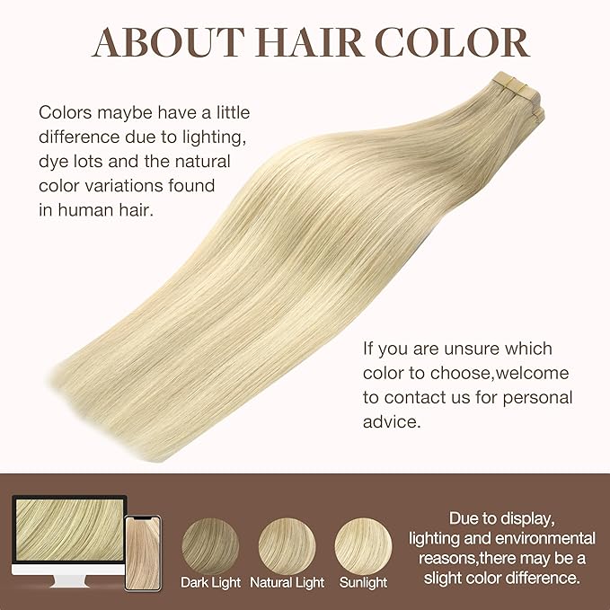 GOO GOO Tape in Hair Extensions Human Hair, 18ET90A Natural Blonde Balayage, 18inch 50g 20pcs, Skin Weft Seamless Invisible, Silky Straight with Thick Ends, Remy Human Hair