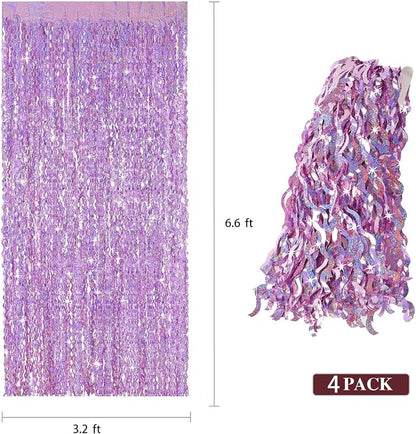 4 Pack Pink Tinsel Curtain Party Backdrop - Image 3