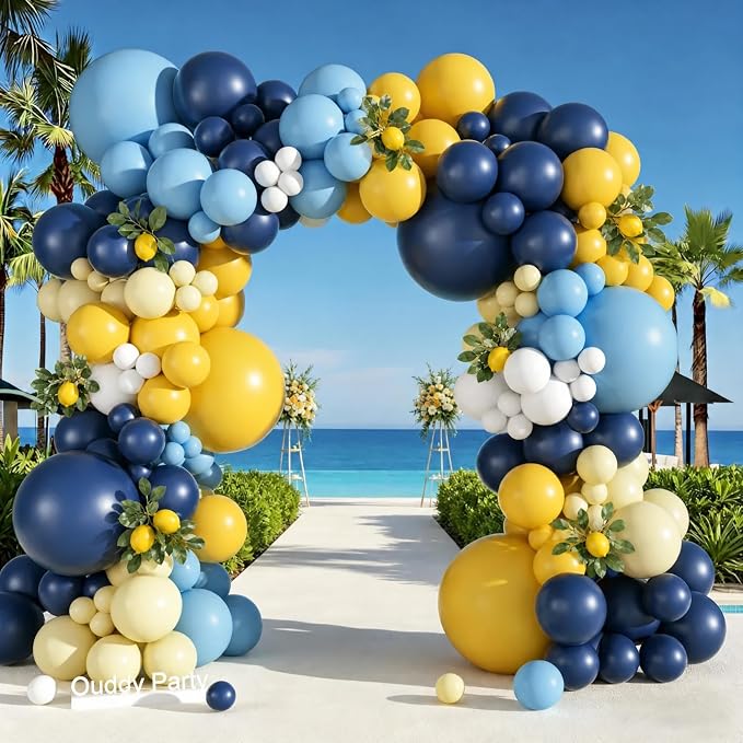 Ouddy Party 149Pcs Blue and Yellow Balloon Garland Kit 18 12 10 5 Inch | by OuddyParty