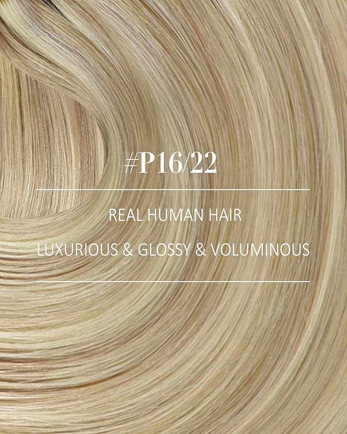YoungSee Clip in Human Hair Extension Highlight Clip in Hair Extensions Light Blonde Highlights Golden Blonde Real Hair Extension Clip ins Human Hair for Short Hair 12Inch 7Pcs 85G