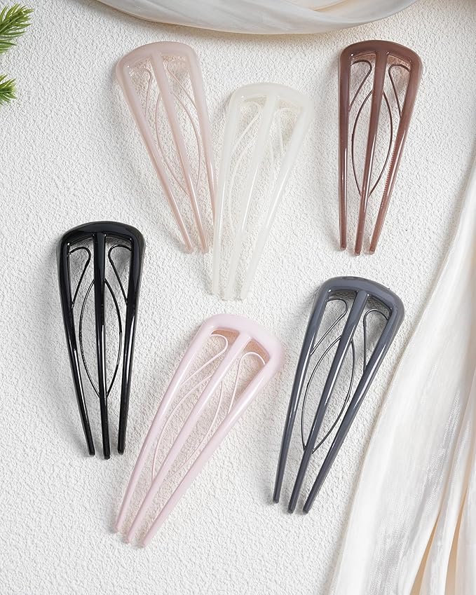 6 PCS French Hair Pins for Women, U-Shaped Hair Forks Stick for Bun Updo Chignons & French Twists, Strong Hold 3 Internal Teeth Hair Chopsticks Styling Accessories