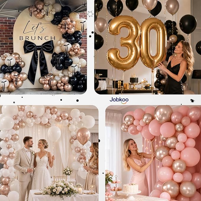 Jobkoo Metallic Champagne Gold Balloons, 12 Inch Chrome Light Gold Balloon | - Image 7