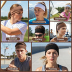 3PCS Workout Headbands for Women - Non Slip Gym Headband for Women, Fabric Elastic Sweat Band Pack, 3 Colors Stretchy Headbands for Yoga Running Sports, Fashion Accessories(Black White Brown)