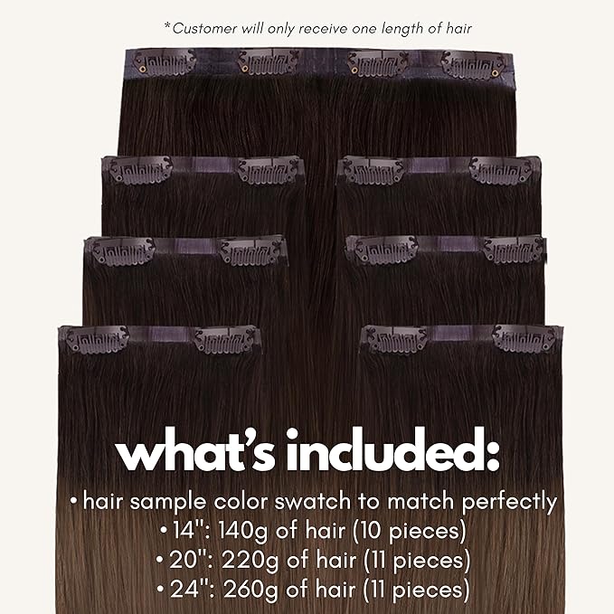 Irresistible Me Real Human Hair Extensions Clip Ins – 100% Human Hair Clip In Extensions for Length & Volume – Invisible Extension – Heat Resistant & Dyeable – Brown Melt, 24 Inches