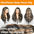 30 Inch Balayage 13x6 Ombre Lace Front Wig Human Hair Colored 1b/27 Honey Blonde Highlight Body Wave Lace Front Wigs Human Hair 200 Density HD Lace Frontal Wigs Pre Plucked Glueless Wigs for Women