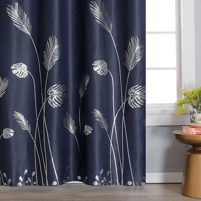 Navy Blue Blackout Curtain Extra Wide - Image 3