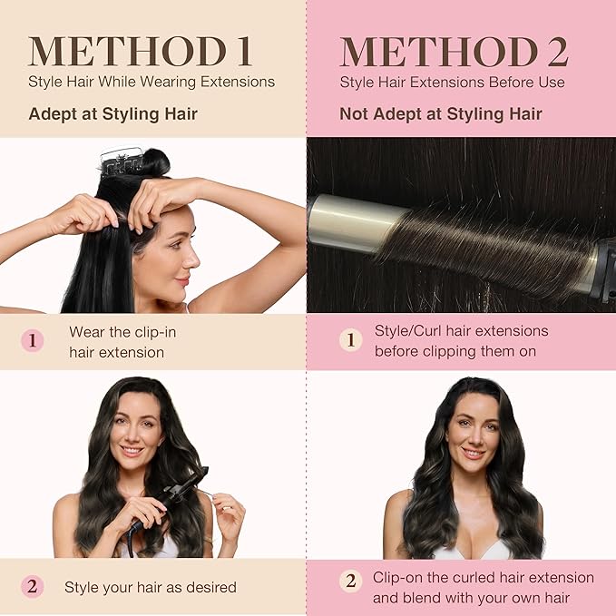GOO GOO Clip in Hair Extensions Real Human Hair, Remy Human Hair Extensions Clip ins for Women, Natural Human Hair, 24inch 120g 7Pcs, 2A Light Brown