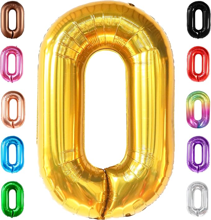KatchOn Gold 0 Balloon Number 40 Inch, Number 0 Foil Mylar Balloon Zero by KatchOn