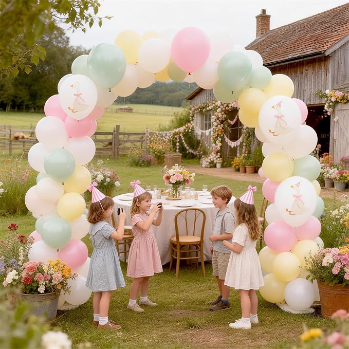 Goose Balloons Set, Pastel Pink Sage Dusty Green Light Yellow White Latex - Image 6