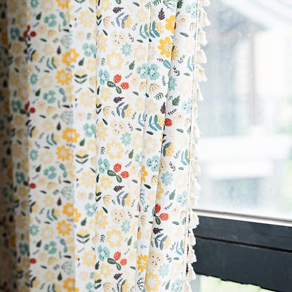 Sutuo Home Boho Curtain Semi-Blackout Colorful Florals Print Cotton Linen Fabric - Image 7