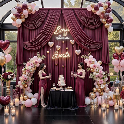 10ft x 15ft Burgundy Backdrop Curtains - Image 8