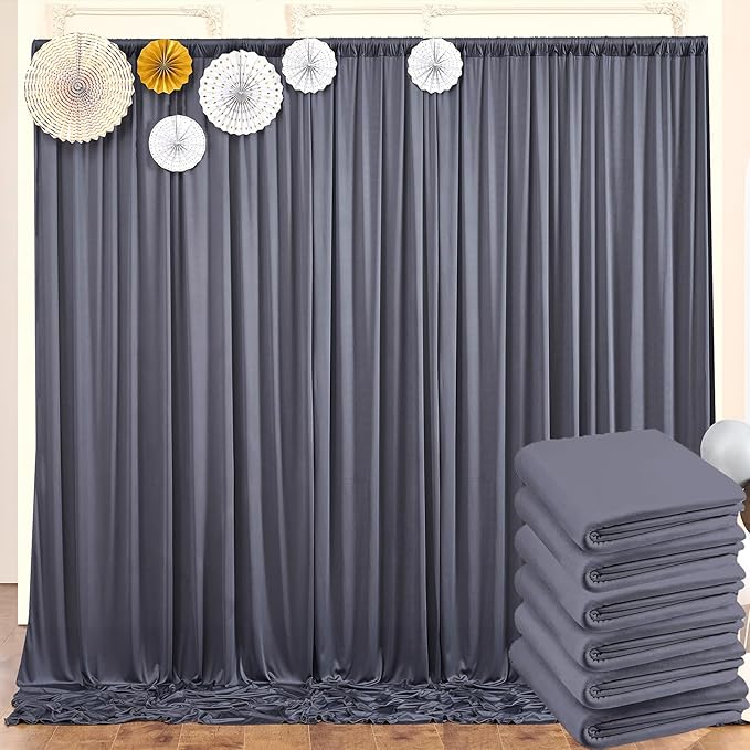 30ft x 10ft Wrinkle Free Charcoal Backdrop Curtains by ENJOYYOURPARTY