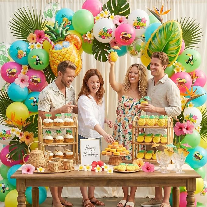 Tropical Balloons, 12 Inch Colorful Hawaiian Latex Balloons - Image 4