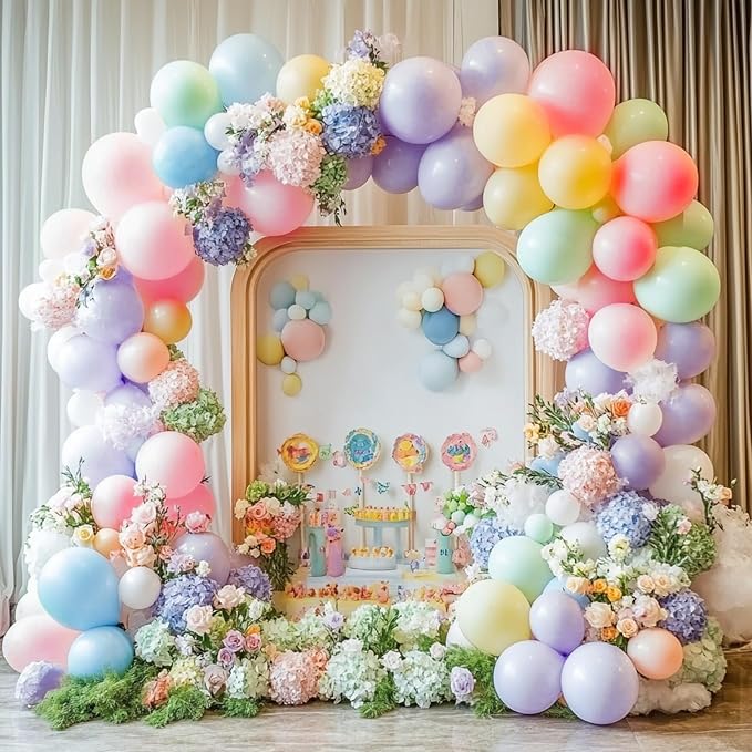 RUBFAC Pastel Balloons Different Sizes Rainbow Easter Balloon Arch 129pcs | - Image 7