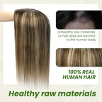 HAIR Toppers for Women Real Human Hair 150 Density 12 inch 55 grams 6x7 inch Natural Black to Chocolate Brown and Caramel Blonde lace Silk Base Clip in Hair Pieces for Women（#1B427 12inch）