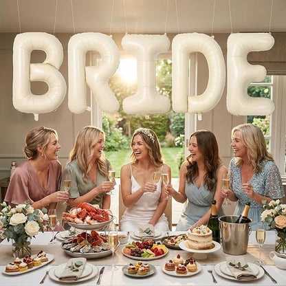 Biapian 40 Inch BRIDE Letter Balloons, Big Cream BRIDE Foil Balloons - Image 5