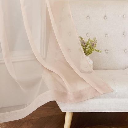 NICETOWN Taupe Sheer Curtains 54 inch Length, Grommet Voile Sheer Lightweight & - Image 6