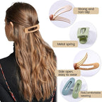 8 Pcs Large Lay Flat Claw Clips for Women French Side Slide Barrettes for Thin Fine Hair Rectangle Alligator Hair Accessories,Matte Beige Orange Blue Green