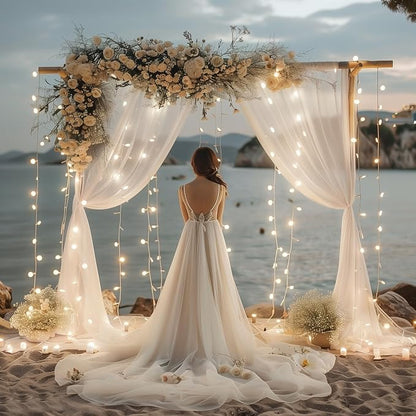 Tulle Backdrop Curtains with Lights Sheer White Curtain Backdrop 20x10ft | - Image 7