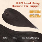 Rich Choices Human Hair Toppers for Women-100% Real Remy Hair Topper No Bang-Upgraded 150% Density 9 * 12CM Lace Base-Clip in Hairs Topper for Thinning Hairs-14Inch #1B Natual Black