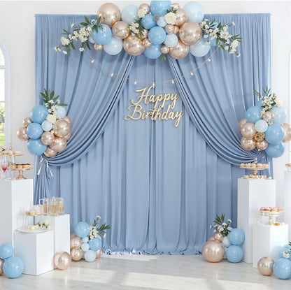 10ftx10ft Wrinkle Free Dusty Blue Backdrop Curtains - Image 7