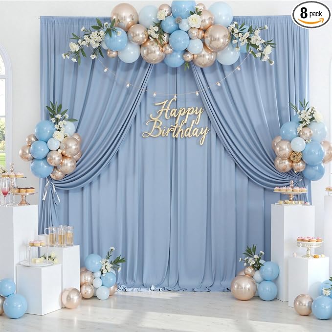 40ftx10ft Wrinkle Free Dusty Blue Backdrop Curtains by ENJOYYOURPARTY
